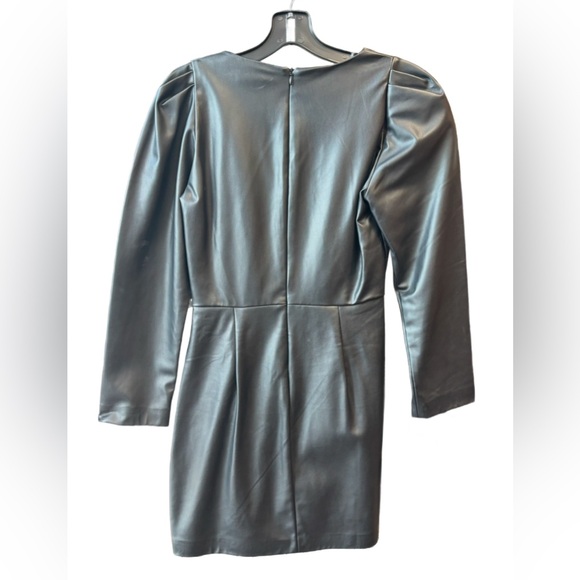 ZARA Faux Leather long sleeve mini dress with ruffle in black NWT, Size medium🖤 - Picture 4 of 9
